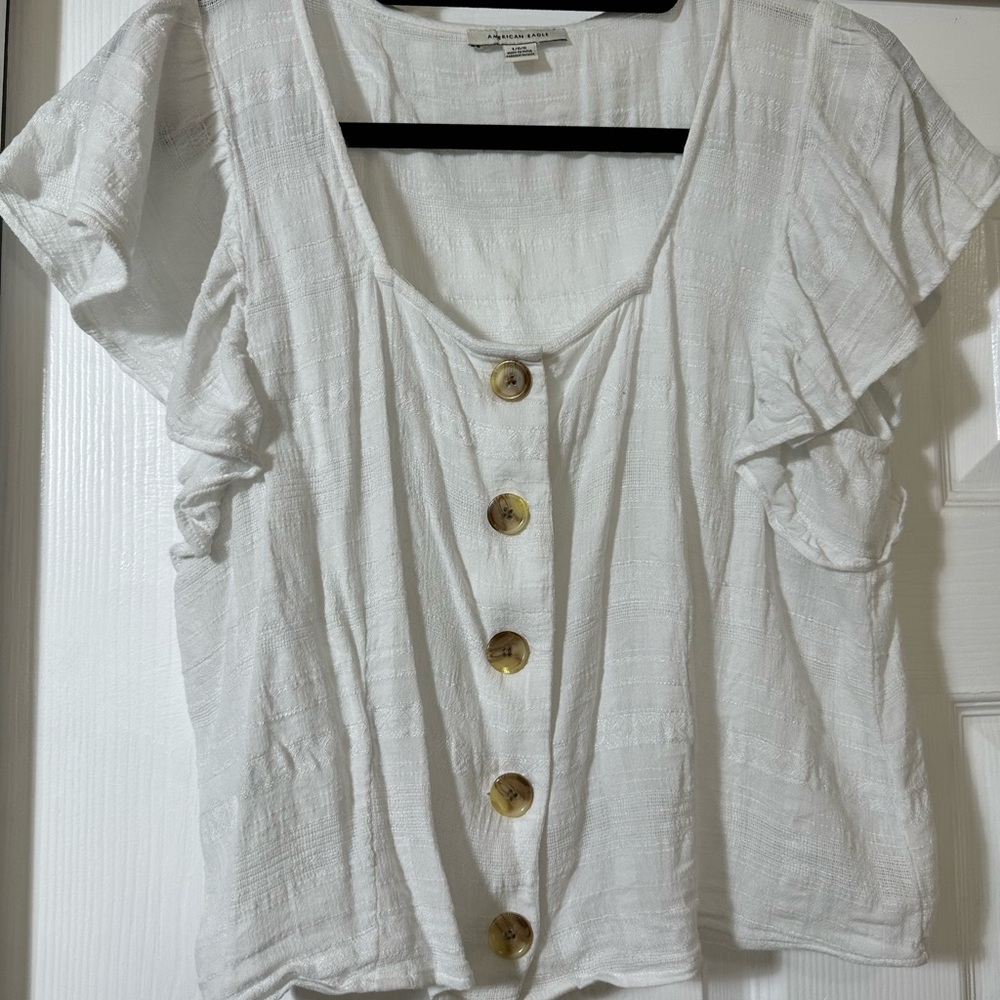 American Eagle flowy blouse square neck button up